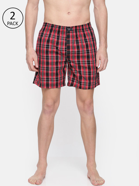 

Pepe Jeans Men Pack of 2 Red & Black Checked Boxers 8937067-2