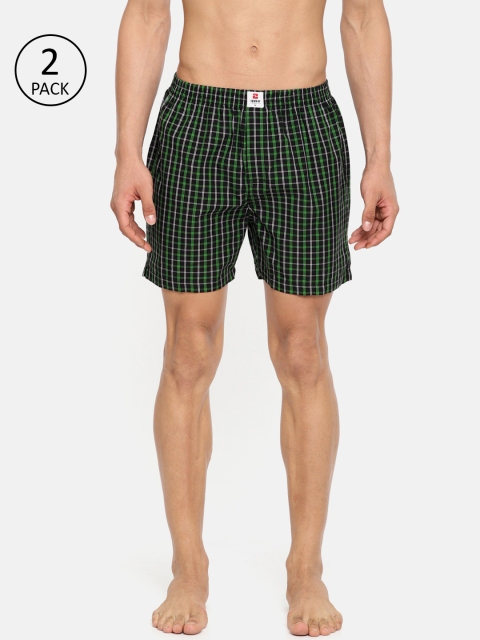 

SPYKAR Men Pack of 2 Checked Boxers, Green