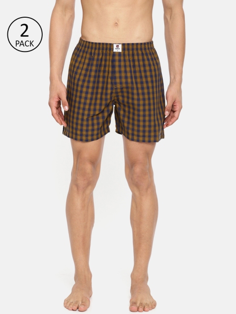 

SPYKAR Men Pack of 2 Checked Boxers, Brown