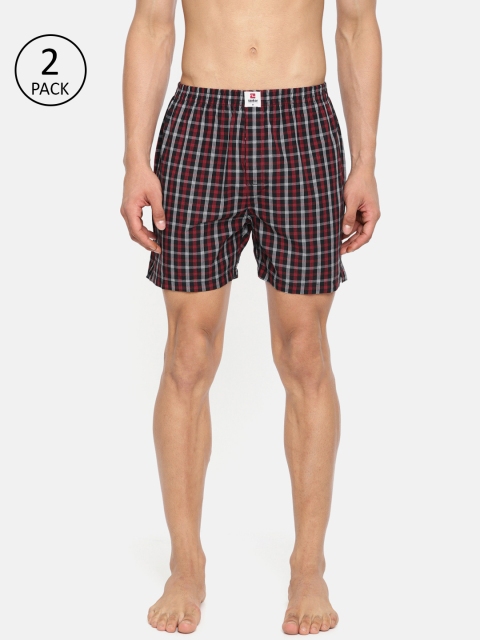 

SPYKAR Men Pack of 2 Checked Boxers, Black