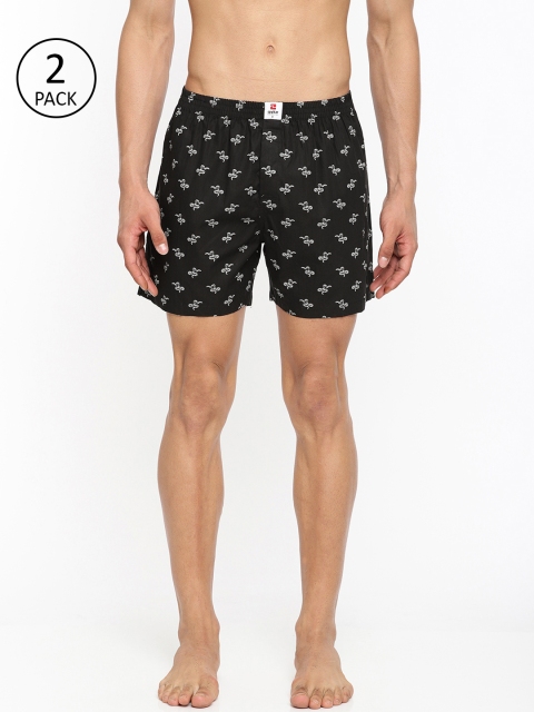 

SPYKAR Men Pack of 2 Printed Boxers, Black