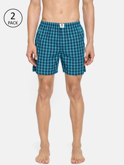 

SPYKAR Men Pack of 2 Checked Boxers, Blue