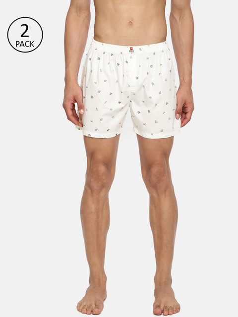 

SPYKAR Men Pack of 2 Printed Boxers, White
