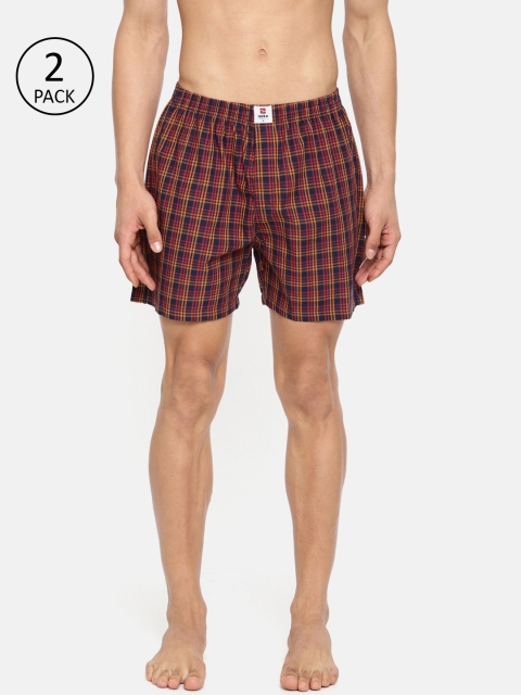 

SPYKAR Men Pack of 2 Checked Boxers, Navy blue