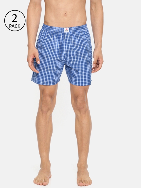 

SPYKAR Men Pack of 2 Checked Boxers, Blue