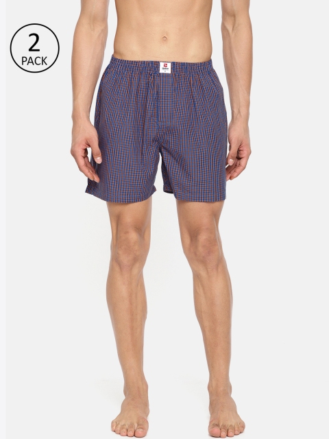 

Spykar Men Pack of 2 Checked Boxers, Blue