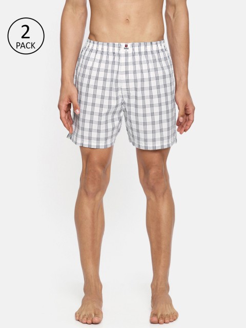 

SPYKAR Men Pack of 2 Checked Boxers, White
