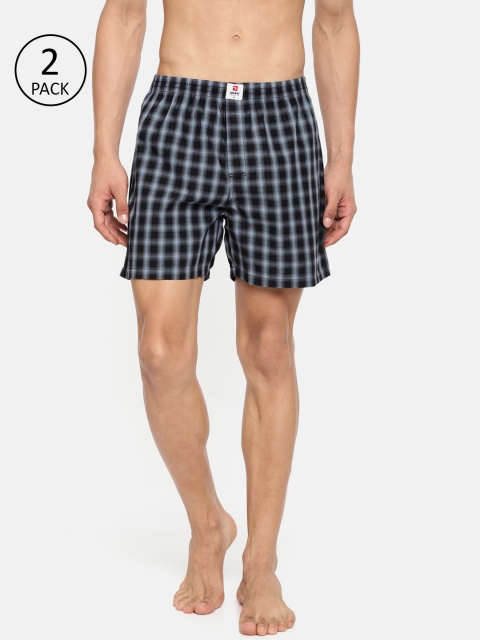 

SPYKAR Men Pack of 2 Checked Boxers, Black