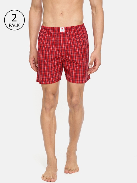 

SPYKAR Men Pack of 2 Checked Boxers, Red