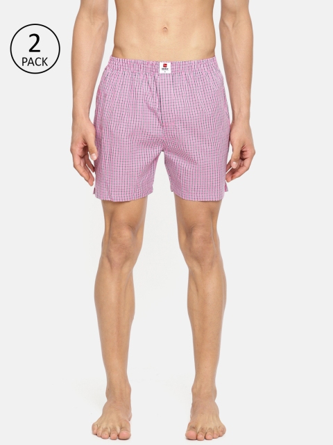 

SPYKAR Men Pack of 2 Checked Boxers, Pink