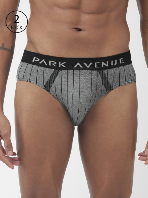 

Park Avenue Men Pack Of 2 Charcoal Grey & Black Striped Briefs 10164529