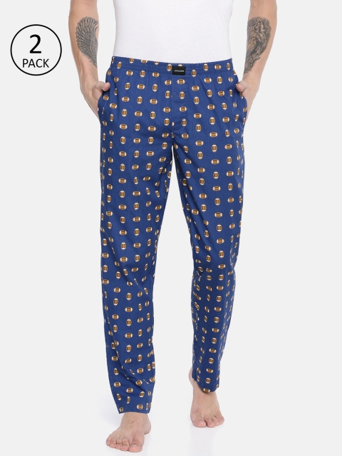

Jack & Jones Men Pack of 2 Printed Lounge Pants, Blue