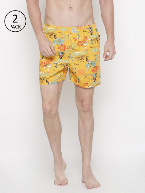 

Jack & Jones Men Pack of 2 Printed Boxers, Yellow