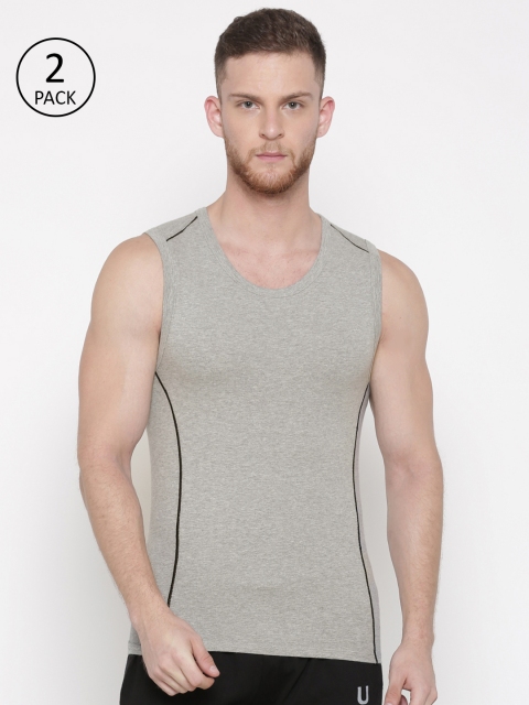 

Jack & Jones Men Pack of 2 Innerwear Vests, Grey melange