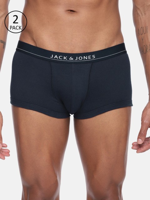 

Jack & Jones Men Pack of 2 Solid Trunks, Navy blue
