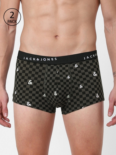 

Jack & Jones Men Pack of 2 Printed Brazilian Trunks, Black