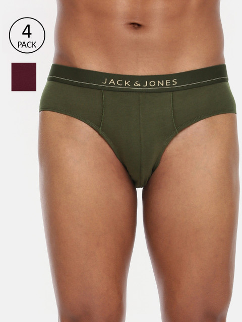 

Jack & Jones Men Pack of 4 Solid Briefs 8874161-2, Olive