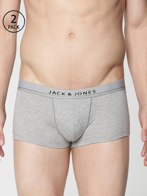 

Jack & Jones Men Pack Of 2 Grey Melange Solid Trunks 8874103-2