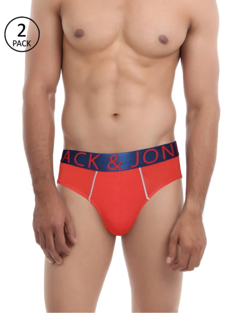 

Jack & Jones Men Pack Of 2 Red Solid Briefs 2257323-2