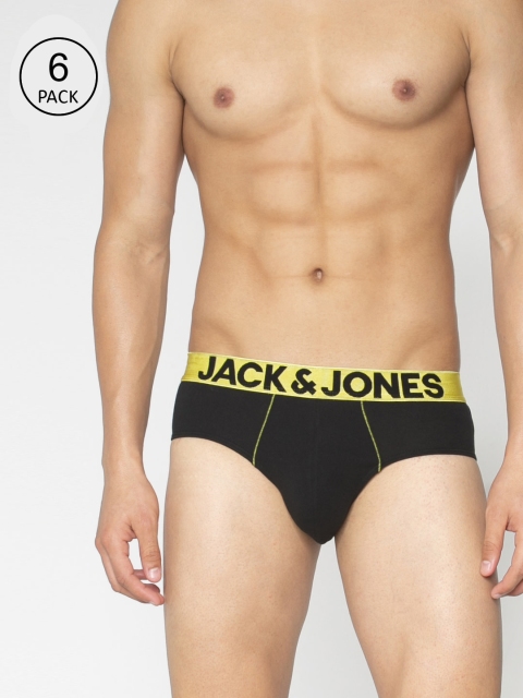 

Jack & Jones Men Pack of 6 Black Solid Briefs 8873949-2