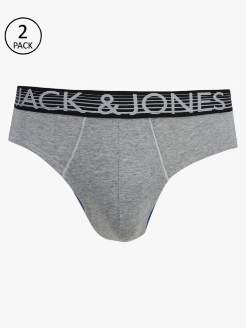 

Jack & Jones Men Pack of 2 Grey Solid Briefs 8229001-2