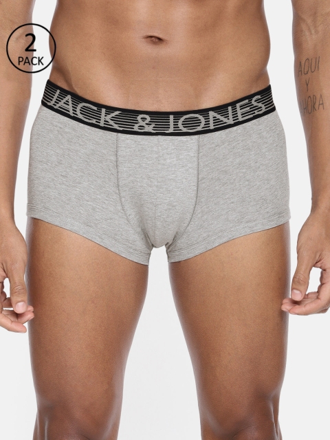

Jack & Jones Men Pack of 2 Grey Melange Solid Trunks 8874099-2