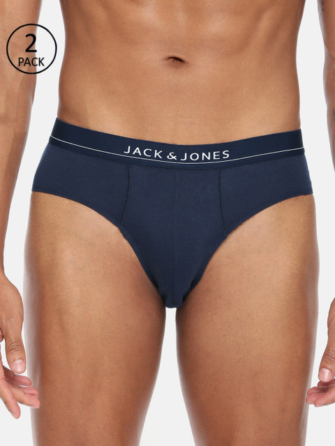

Jack & Jones Men Pack of 2 Navy Blue Solid Briefs 8874195-2