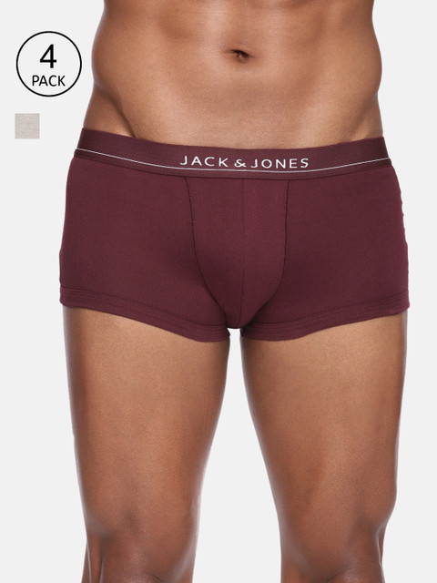 

Jack & Jones Men Pack of 4 Brazilian Trunks 8874207-2, Burgundy