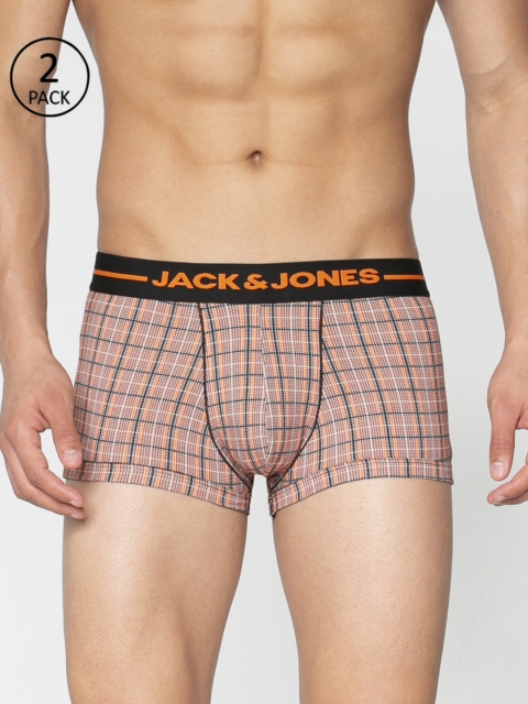 

Jack & Jones Men Pack of 2 Black & Brown Checked Brazilian Trunks
