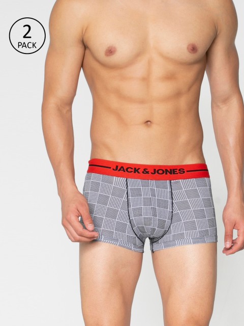 

Jack & Jones Men Pack of 2 Black & White Printed Brazilian Trunks