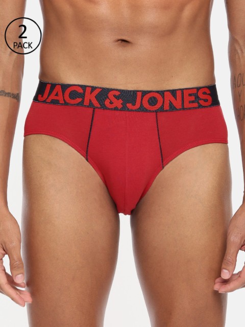 

Jack & Jones Men Pack of 2 Red Solid Briefs