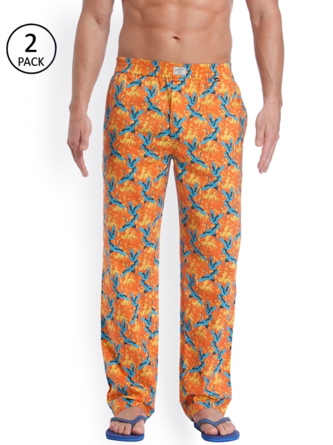 

Jack & Jones Men Pack of 2 Orange Printed Lounge Pants