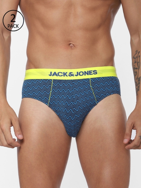 

Jack & Jones Men Pack of 2 Blue Printed Briefs