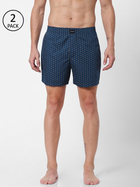 

Jack & Jones Men Pack of 2 Blue Printed Pure Cotton Boxers