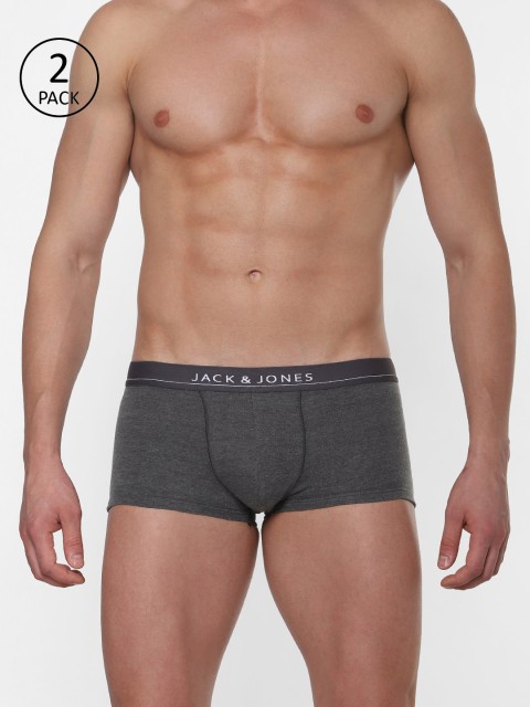 

Jack & Jones Men Pack of 2 Charcoal Grey Solid Trunks