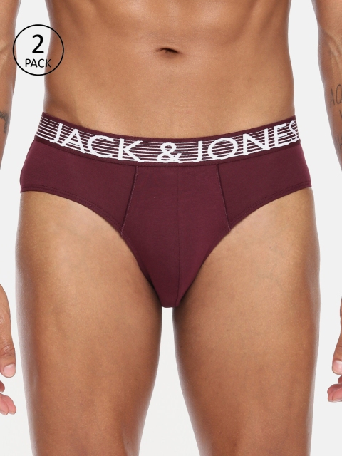 

Jack & Jones Men Pack of 2 Burgundy Solid Briefs