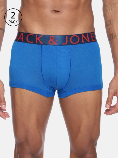 

Jack & Jones Men Pack of 2 Blue Solid Trunks