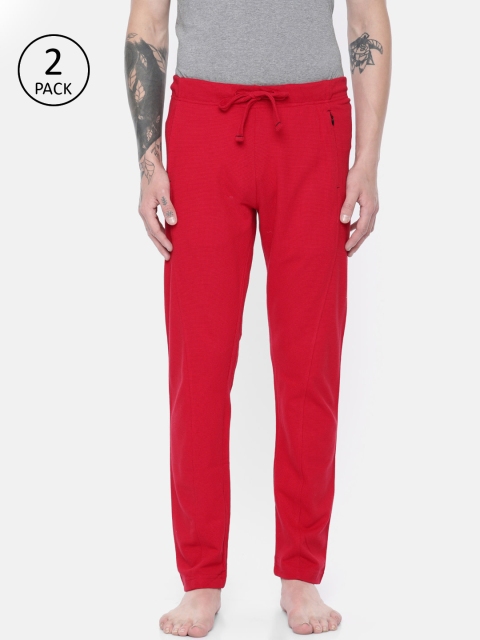 

Jack & Jones Men Pack of 2 Solid Lounge Pants, Red