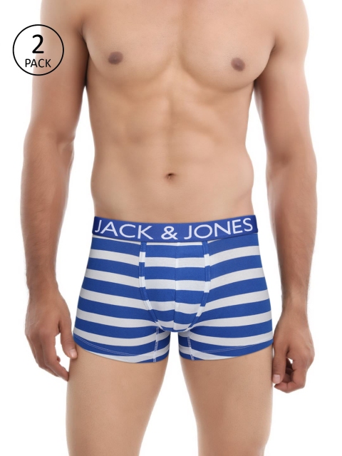 

Jack & Jones Men Pack of 2 Striped Trunks, Blue