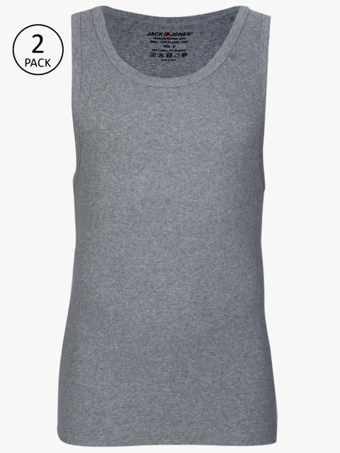 

Jack and Jones Men Pack of 2 Innerwear Vests, Grey