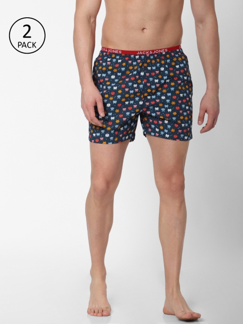 

Jack & Jones Men Pack of 2 Printed Pure Cotton Boxers, Multi