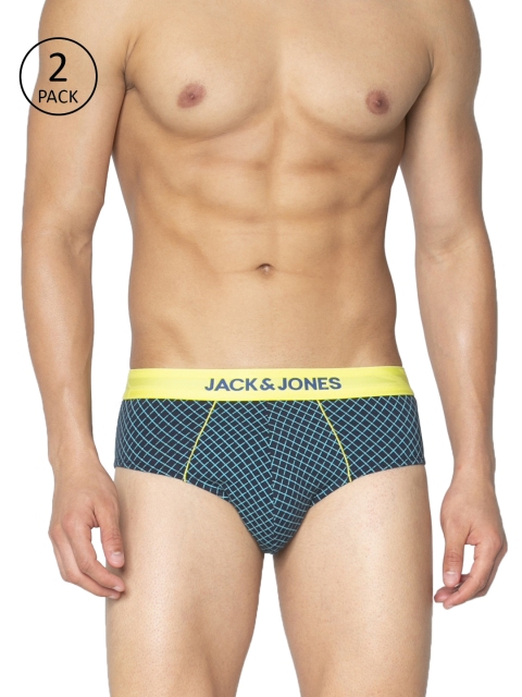 

Jack & Jones Men Pack of 2 Checked ZINGER Briefs, Blue