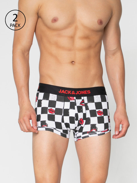 

Jack & Jones Men Pack of 2 Printed Brazilian Trunks, Black