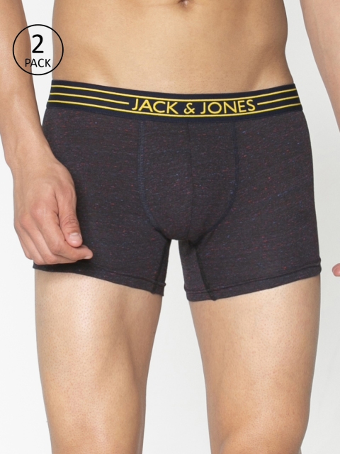 

Jack & Jones Men Pack of 2 Solid INJECT Trunks, Black