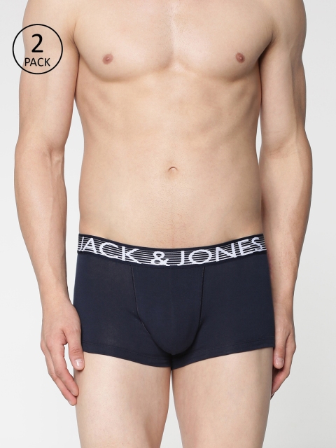 

Jack & Jones Men Pack of 2 Solid Trunks, Navy blue