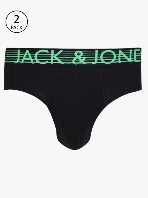 

Jack & Jones Men Pack of 2 Solid Briefs, Black