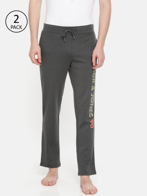 

Jack & Jones Men Pack Of 2 Charcoal Grey Printed Lounge Pants