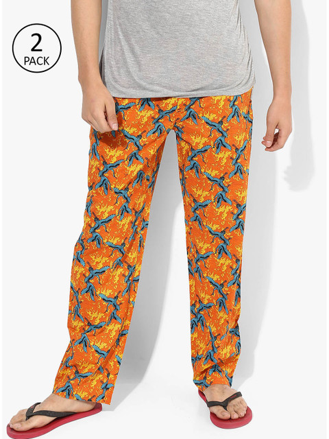

Jack & Jones Men Pack Of 2 Orange Printed Lounge Pants