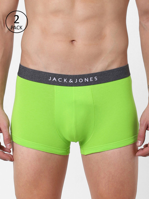 

Jack & Jones Men Pack Of 2 Green Solid Brazilian Trunks