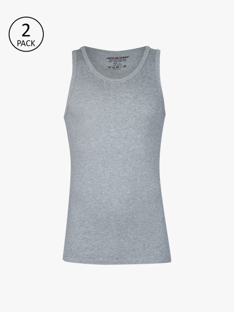 

Jack & Jones Grey Self Design Regular Fit Round Neck Vest